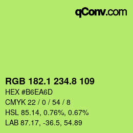 カラーコード: RGB 182.1 234.8 109 | qconv.com