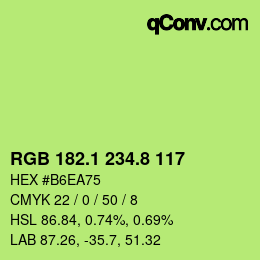 カラーコード: RGB 182.1 234.8 117 | qconv.com