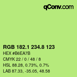 カラーコード: RGB 182.1 234.8 123 | qconv.com