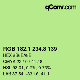 カラーコード: RGB 182.1 234.8 139 | qconv.com