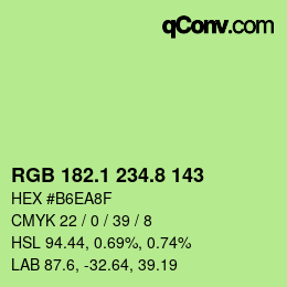 カラーコード: RGB 182.1 234.8 143 | qconv.com