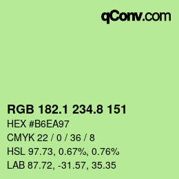 カラーコード: RGB 182.1 234.8 151 | qconv.com