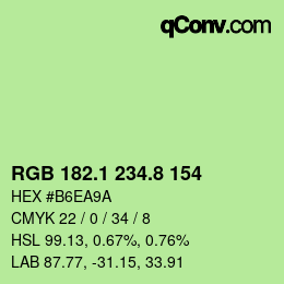 カラーコード: RGB 182.1 234.8 154 | qconv.com