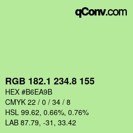 カラーコード: RGB 182.1 234.8 155 | qconv.com
