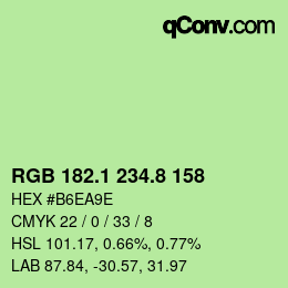 カラーコード: RGB 182.1 234.8 158 | qconv.com