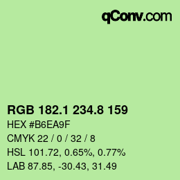 カラーコード: RGB 182.1 234.8 159 | qconv.com