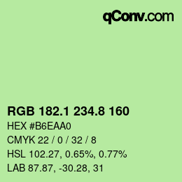 カラーコード: RGB 182.1 234.8 160 | qconv.com