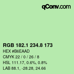 カラーコード: RGB 182.1 234.8 173 | qconv.com