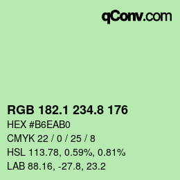 Código de color: RGB 182.1 234.8 176 | qconv.com