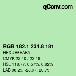 Color code: RGB 182.1 234.8 181 | qconv.com