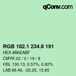 Color code: RGB 182.1 234.8 191 | qconv.com