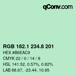カラーコード: RGB 182.1 234.8 201 | qconv.com