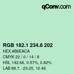 カラーコード: RGB 182.1 234.8 202 | qconv.com