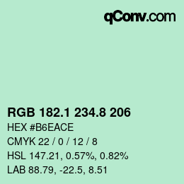 カラーコード: RGB 182.1 234.8 206 | qconv.com