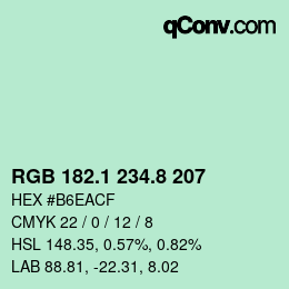 カラーコード: RGB 182.1 234.8 207 | qconv.com