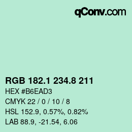 カラーコード: RGB 182.1 234.8 211 | qconv.com