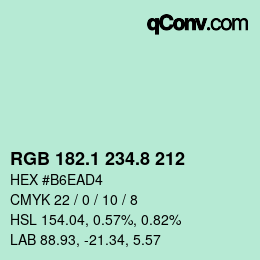 カラーコード: RGB 182.1 234.8 212 | qconv.com