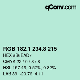 Color code: RGB 182.1 234.8 215 | qconv.com
