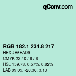 カラーコード: RGB 182.1 234.8 217 | qconv.com