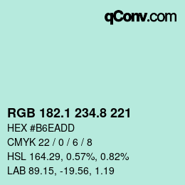 Farbcode: RGB 182.1 234.8 221 | qconv.com