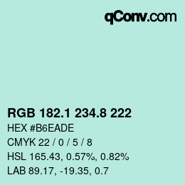 カラーコード: RGB 182.1 234.8 222 | qconv.com