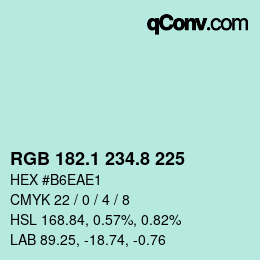 Color code: RGB 182.1 234.8 225 | qconv.com