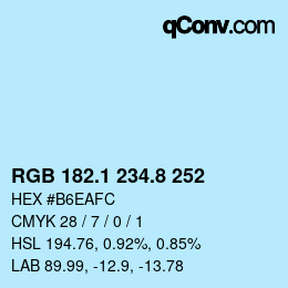 Color code: RGB 182.1 234.8 252 | qconv.com