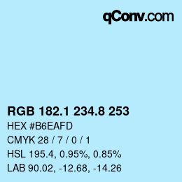Color code: RGB 182.1 234.8 253 | qconv.com