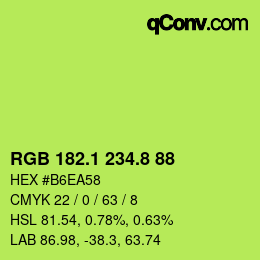 カラーコード: RGB 182.1 234.8 88 | qconv.com