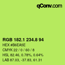 カラーコード: RGB 182.1 234.8 94 | qconv.com