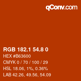 Código de color: RGB 182.1 54.8 0 | qconv.com
