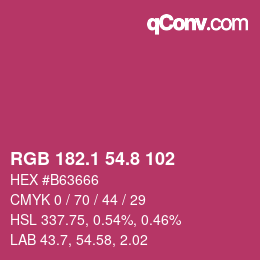 カラーコード: RGB 182.1 54.8 102 | qconv.com