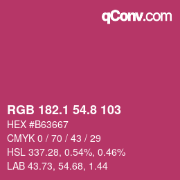 カラーコード: RGB 182.1 54.8 103 | qconv.com