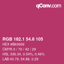 カラーコード: RGB 182.1 54.8 105 | qconv.com