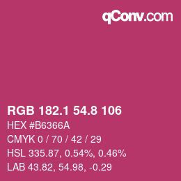 カラーコード: RGB 182.1 54.8 106 | qconv.com