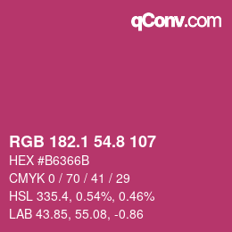 カラーコード: RGB 182.1 54.8 107 | qconv.com