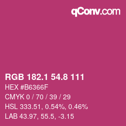 カラーコード: RGB 182.1 54.8 111 | qconv.com
