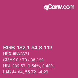 カラーコード: RGB 182.1 54.8 113 | qconv.com