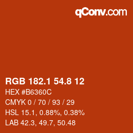 カラーコード: RGB 182.1 54.8 12 | qconv.com