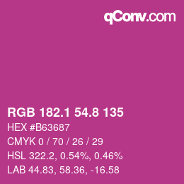 カラーコード: RGB 182.1 54.8 135 | qconv.com