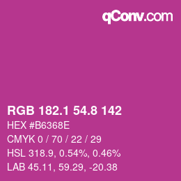カラーコード: RGB 182.1 54.8 142 | qconv.com