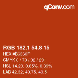 カラーコード: RGB 182.1 54.8 15 | qconv.com