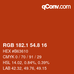 カラーコード: RGB 182.1 54.8 16 | qconv.com