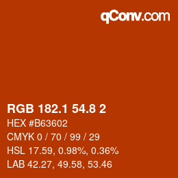 Código de color: RGB 182.1 54.8 2 | qconv.com