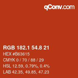 カラーコード: RGB 182.1 54.8 21 | qconv.com