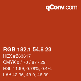 Color code: RGB 182.1 54.8 23 | qconv.com
