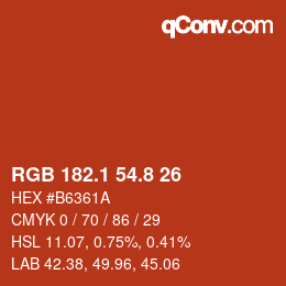 カラーコード: RGB 182.1 54.8 26 | qconv.com