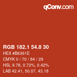 カラーコード: RGB 182.1 54.8 30 | qconv.com