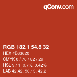 Color code: RGB 182.1 54.8 32 | qconv.com
