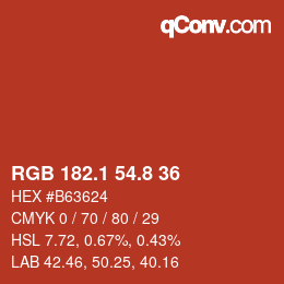 カラーコード: RGB 182.1 54.8 36 | qconv.com